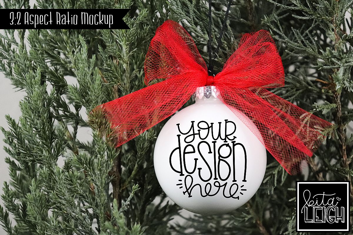 Red Tulle Round Ornament Mockup example image 1