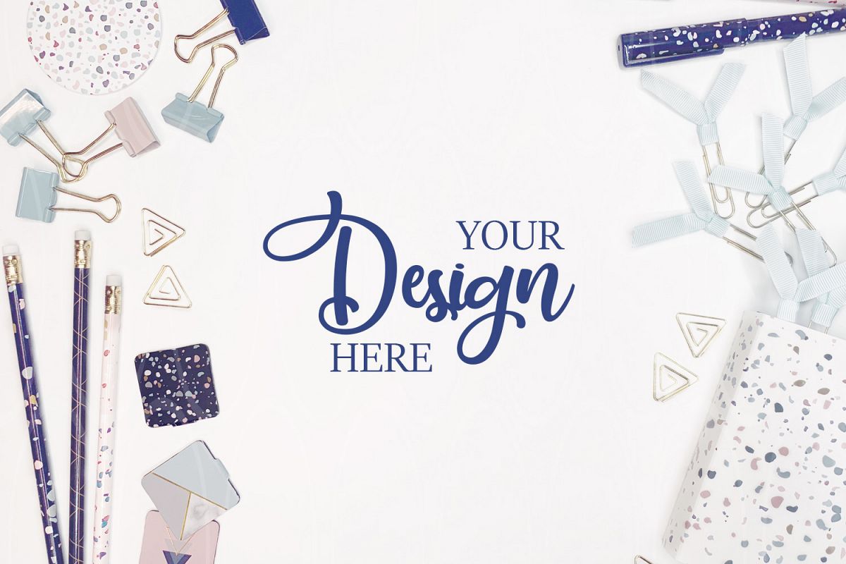 Styled stock photography product mockup Pink Blue and Gold example image 1