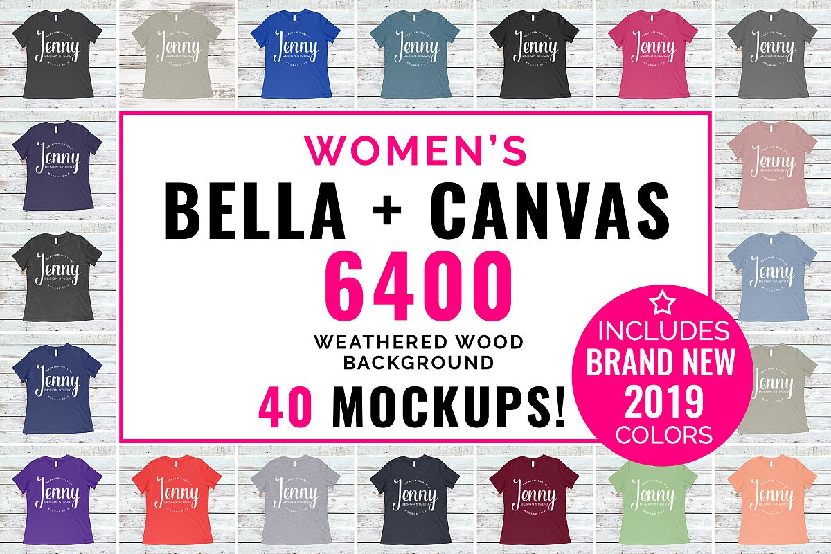 Bella Canvas 6400 Mockup Bundle, Womens T-Shirt, 40 Mockups example image 1