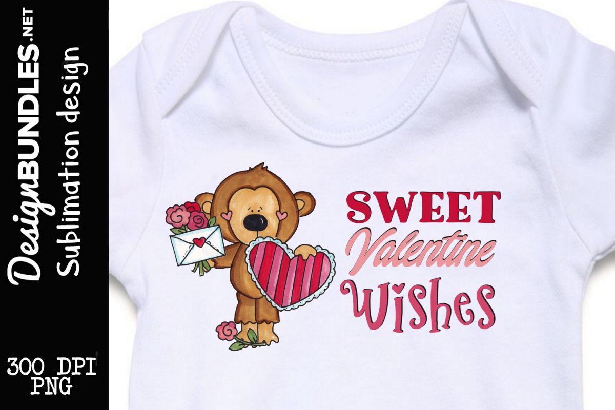 Valentine Monkey Sublimation Design example image 1