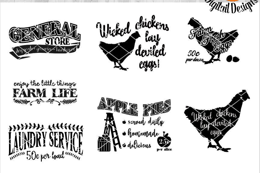 Download Farmhouse Bundle SVG - png - eps - dxf - ai - fcm - Farm Life SVG - Silhouette - Cricut - Scan N ...