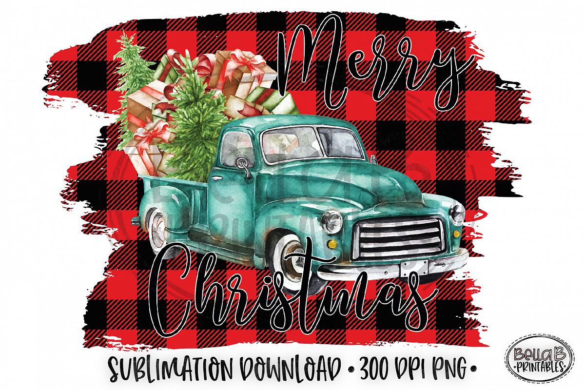 Christmas Sublimation Design, Christmas Truck Sublimation example image 1