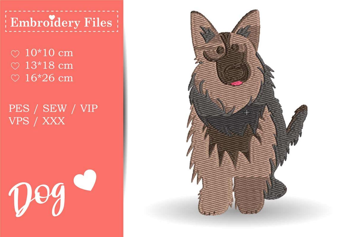 Cute Shepherd Dog - Embroidery File for Beginners example image 1