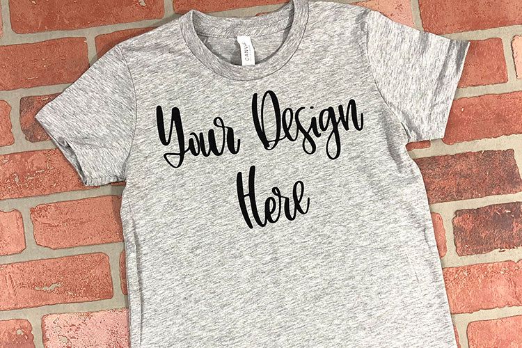 Youth Bella 3001Y Athletic Heather Mockup Photo - Flatlay example image 1