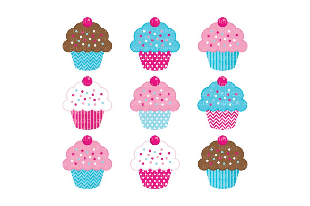 Sweet Cupcakes-Digital Clipart (LES.CL04B) example image 1