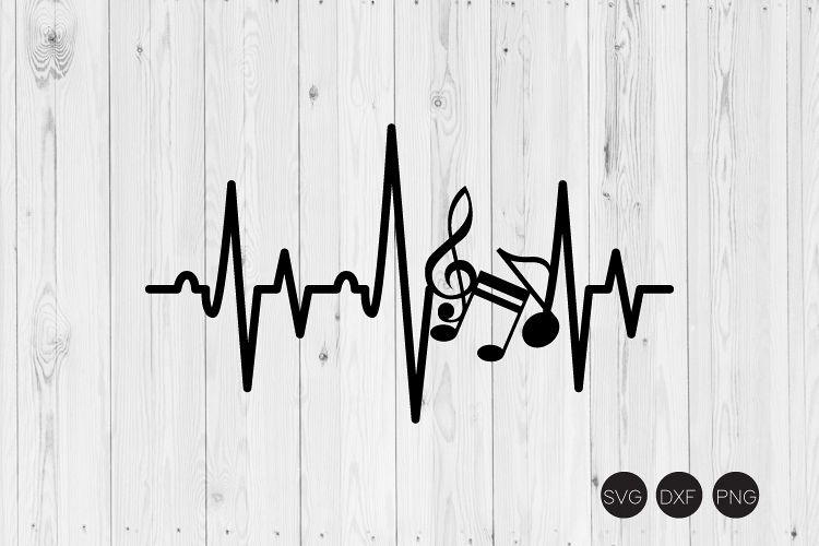 Download Music Note Heartbeat SVG, DXF, PNG Cut File