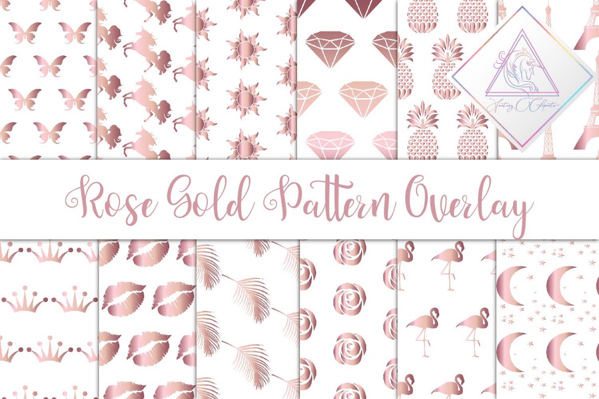 Rose Gold Seamless Pattern Overlay Clipart example image 1