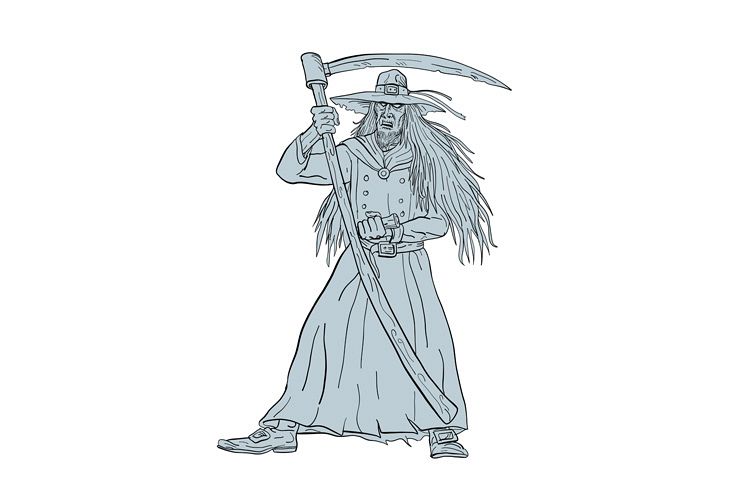 Ankou Henchman of Death With Scythe Drawing example image 1