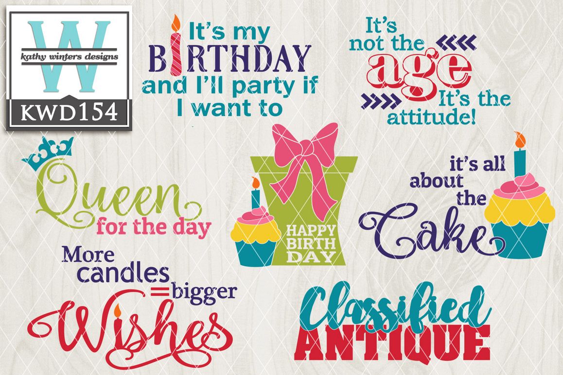 Birthday Cutting File KWD154 example image 1