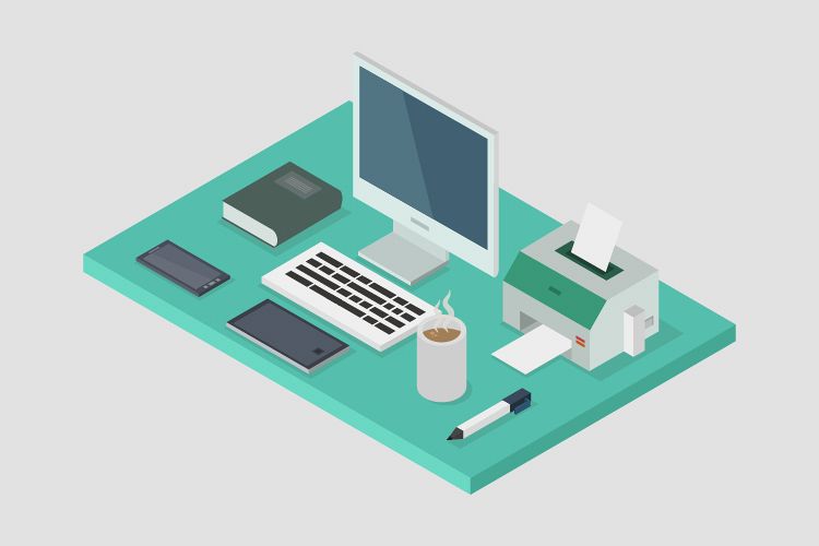 Isometric office desk example image 1