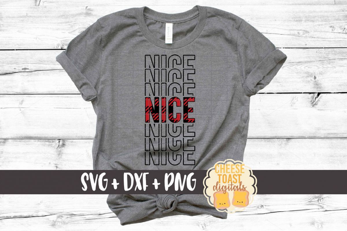 Nice - Buffalo Plaid Christmas Mirror Word SVG PNG DXF example image 1