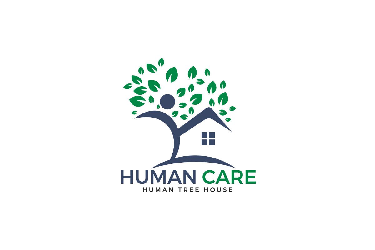 Human Care Logo Design. Tree House and joyful Human Icon. example image 1