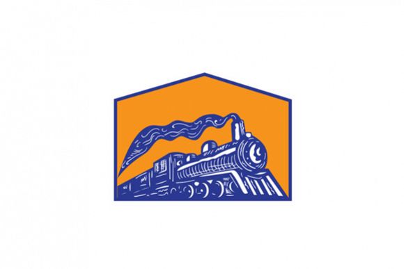 Steam Locomotive Train Coming Crest Retro example image 1