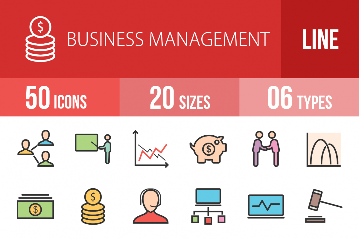50 Business Management Linear Multicolor Icons example image 1