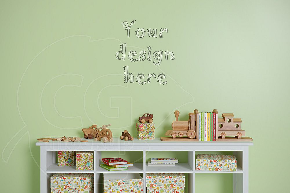 Blank wall kids room mockup example image 1