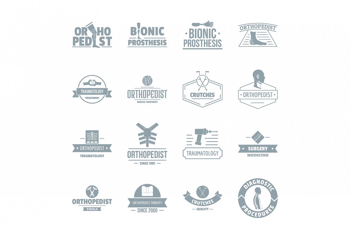 Orthopedics logo icons set, simple style example image 1