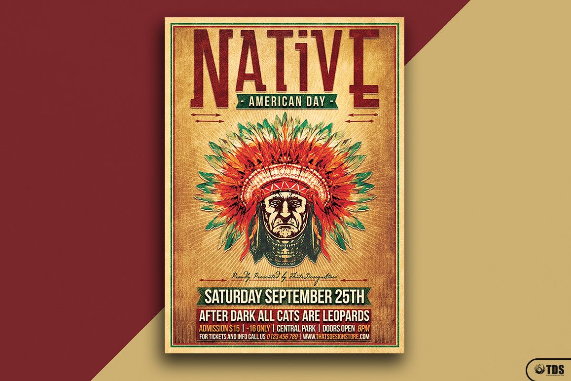 Native American Day Flyer Template example image 1