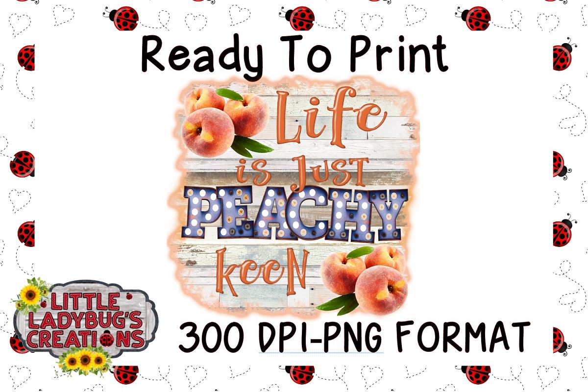 Life is Just Peachy Keen 300DPI PNG Printable Digital Design example image 1