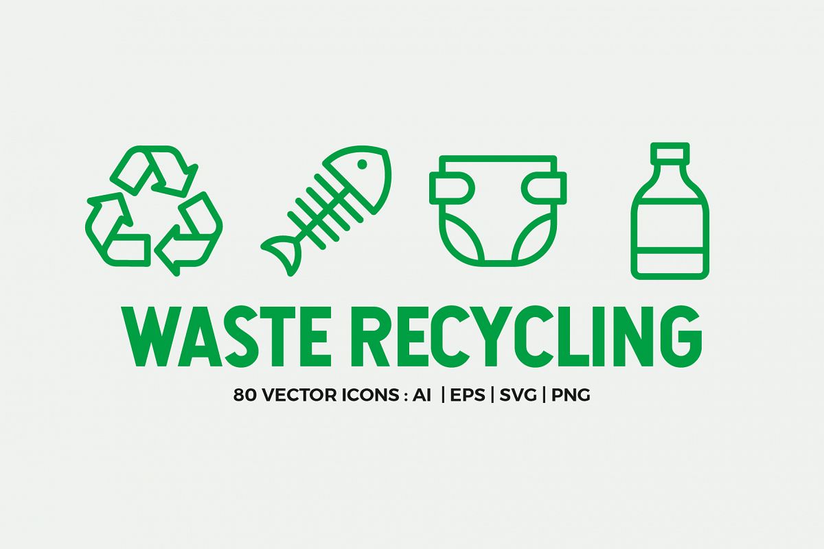 Waste Recycling Line Icons example image 1