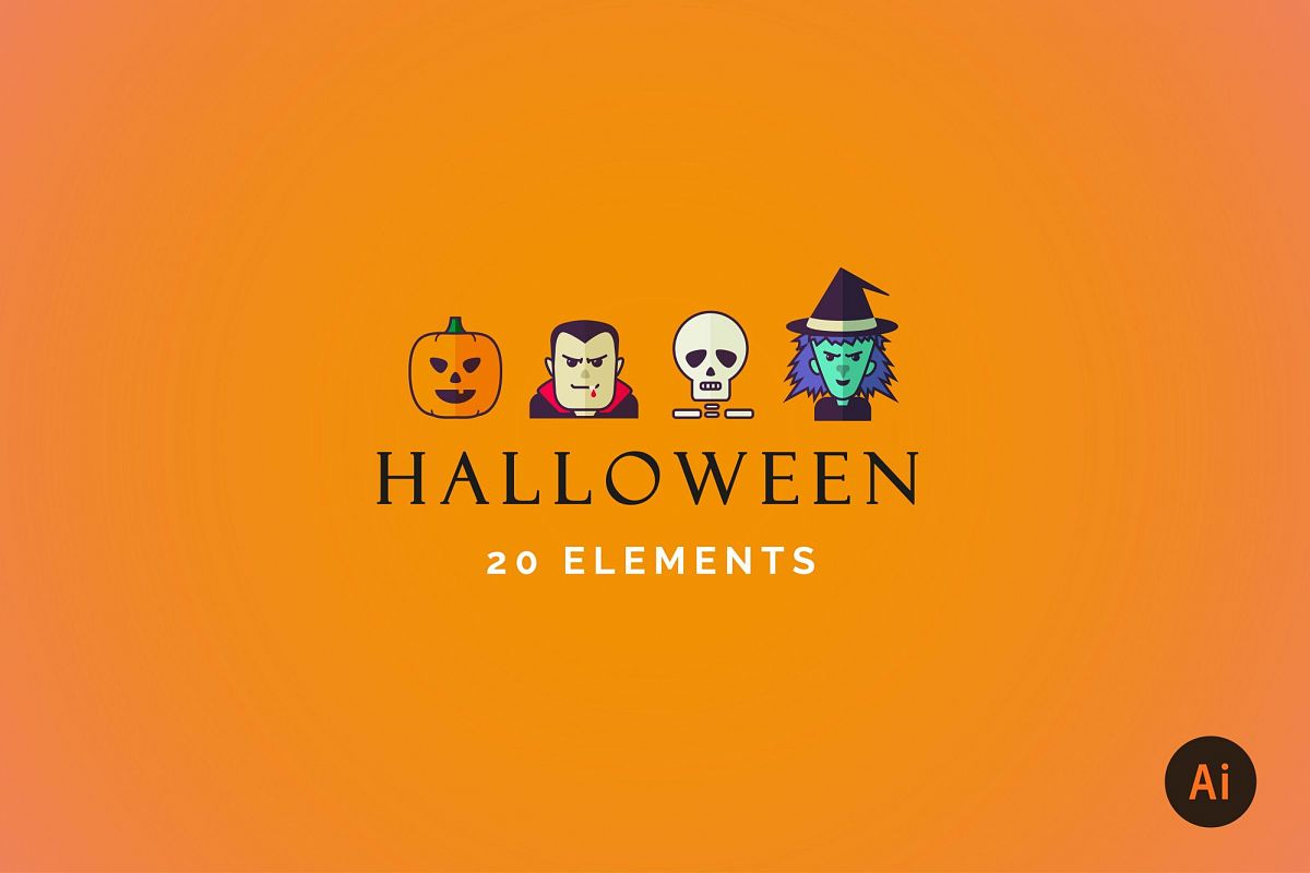 Halloween Flat Icon Set example image 1