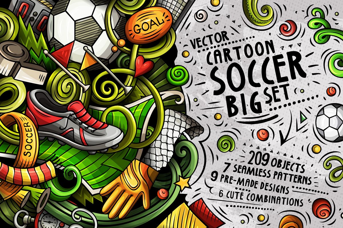 Download Soccer Cartoon Doodle Big Pack