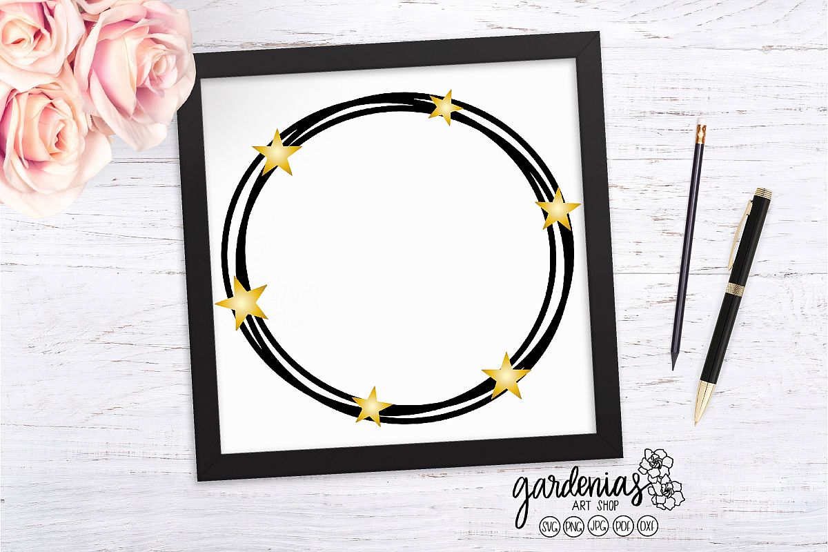 Star Wreath SVG | Six Star Cut File | Star Wreath Clip Art example image 1