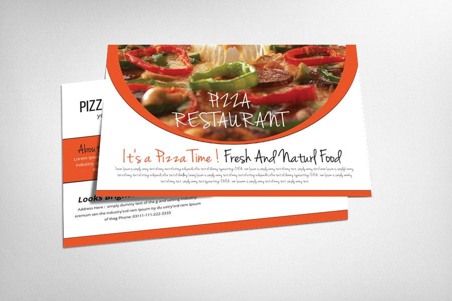 Food and Pizza Postcard Template example image 1