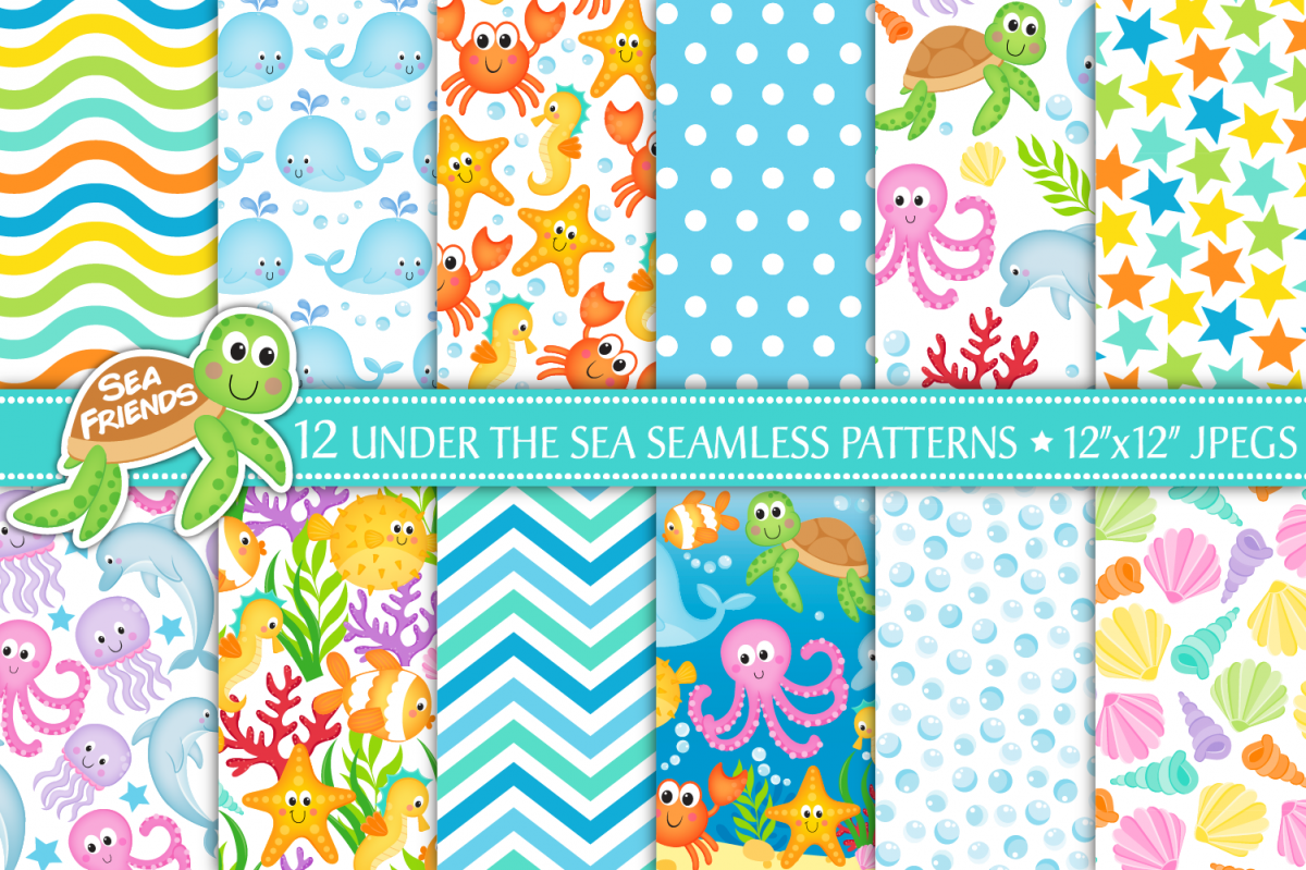 Under the sea digital papers, Under the sea patterns, Ocean example image 1