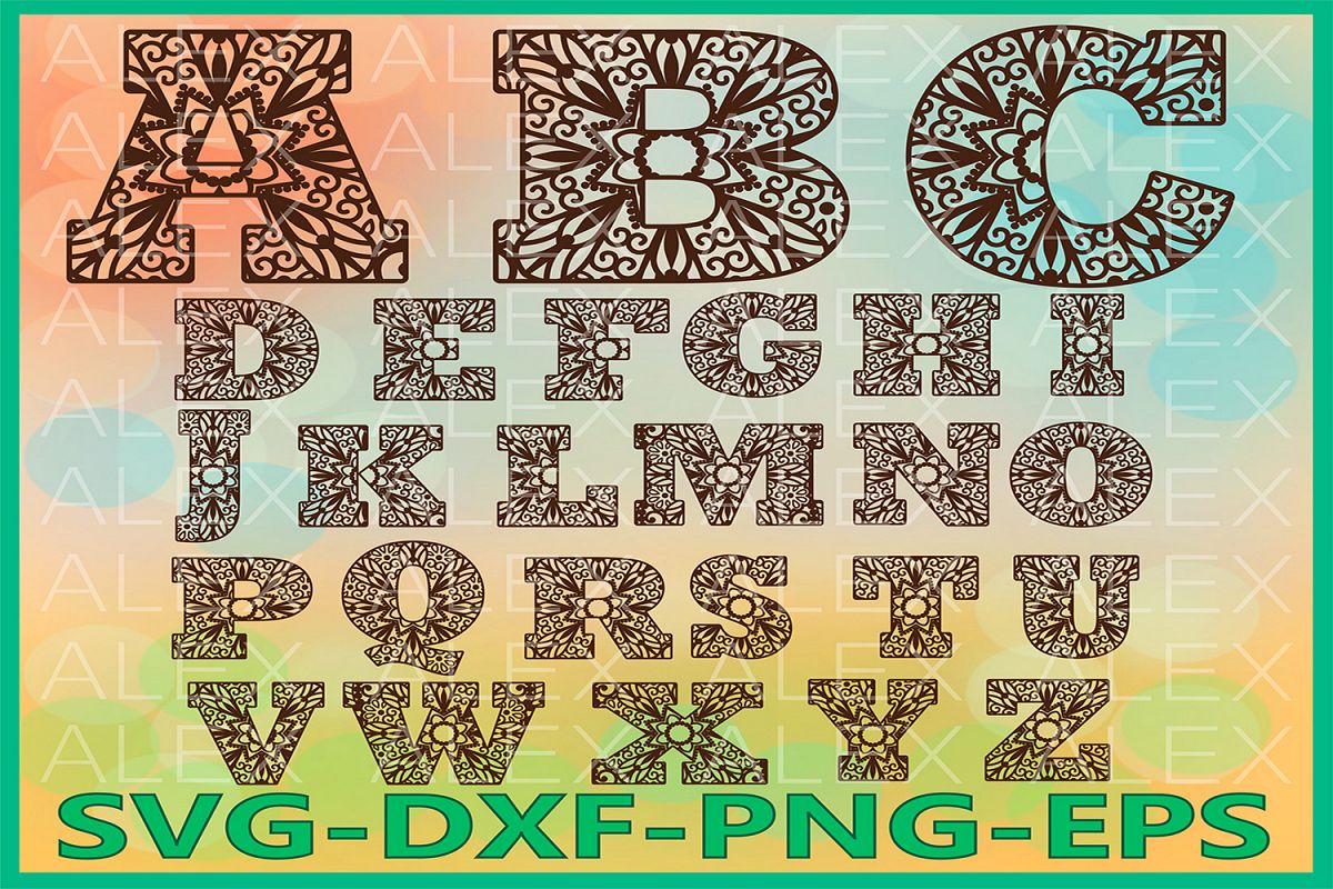 Alphabet Mandala SVG, Mandala Letters svg, Alphabet Svg