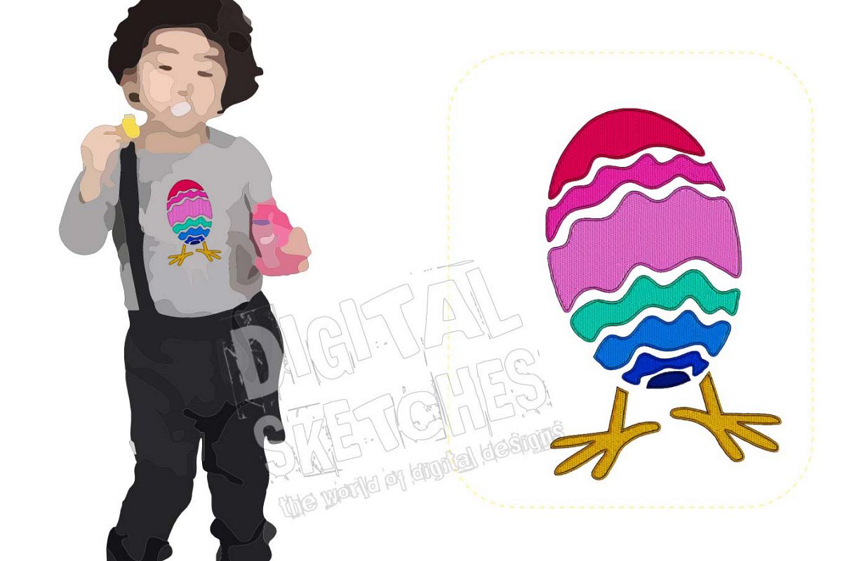Easter Egg Machine Embroidery Design Chick Chicken 3 Sizes example image 1