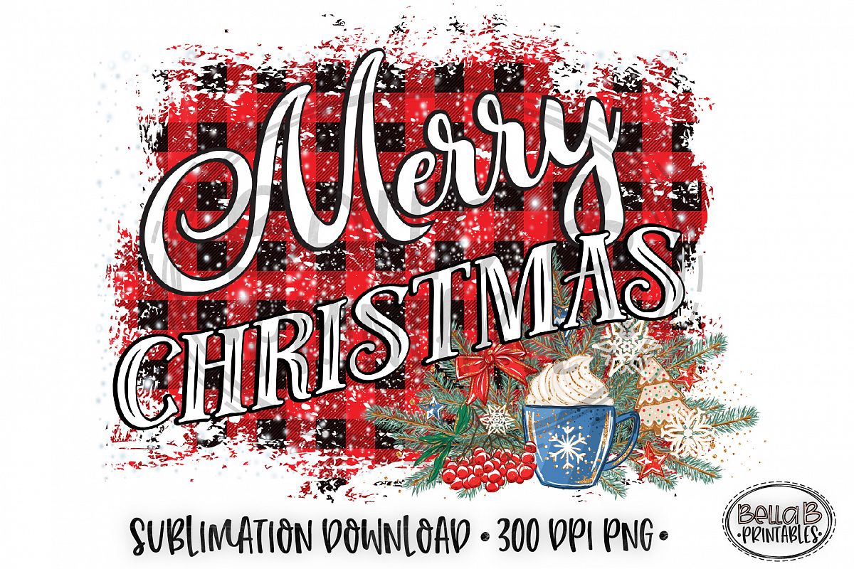 Christmas Sublimation Design, Merry Christmas Sublimation example image 1