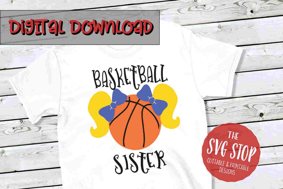 Basketball Sister Pigtails 2 -SVG, PNG, DXF example image 1