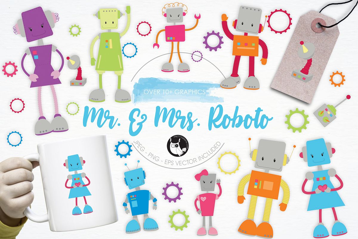 Mr. & Mrs. Roboto graphics and illustrations example image 1