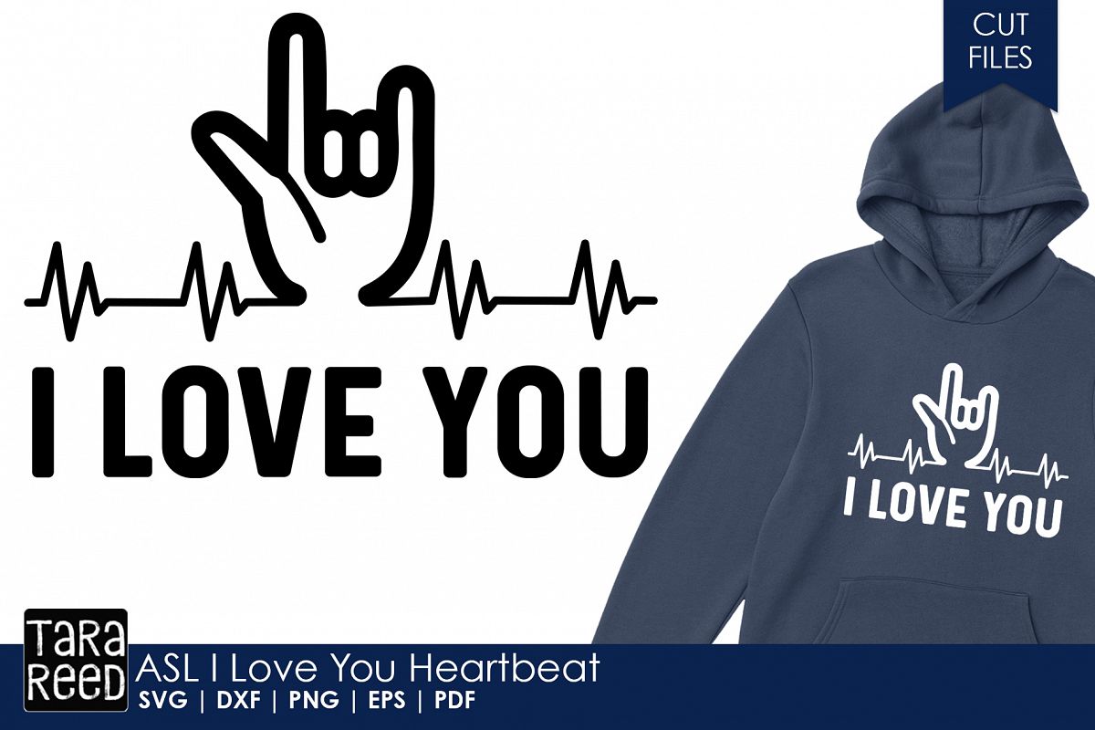 ASL I Love You Heartbeat - Sign Language SVG & Cut Files