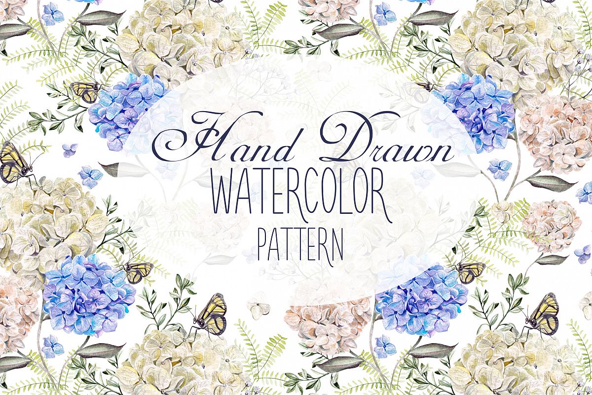 6 Hand Drawn Watercolor PATTERNS example image 1