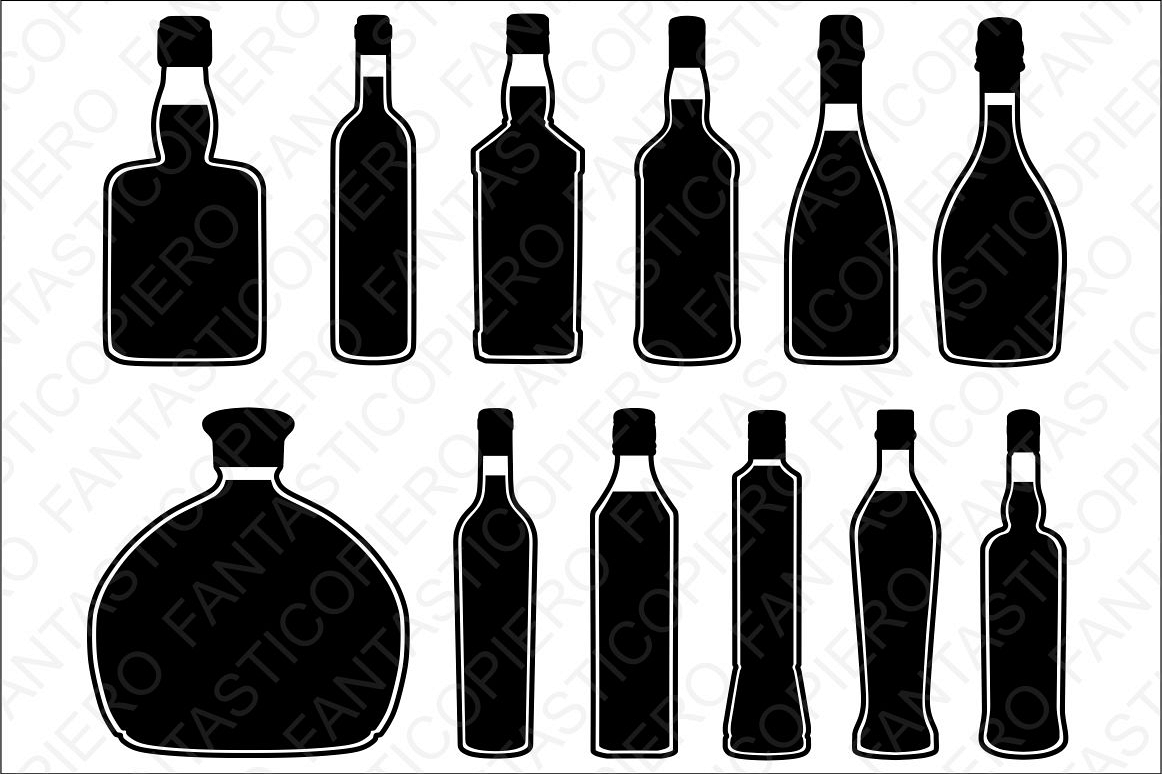 Bottles SVG files for Silhouette and Cricut. (62312) | Cut ...