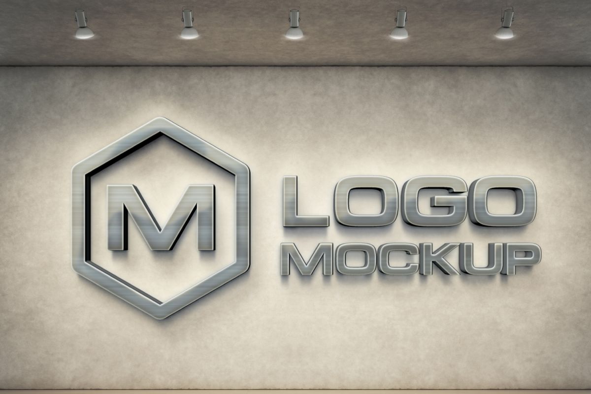 3d wall logo mockup