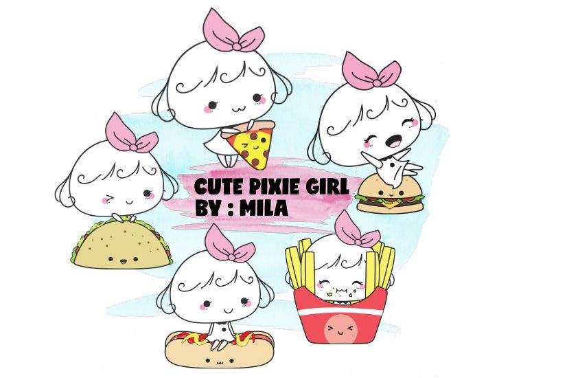 KAWAII GIRL CLIPART BUNDLE PNG example image 1