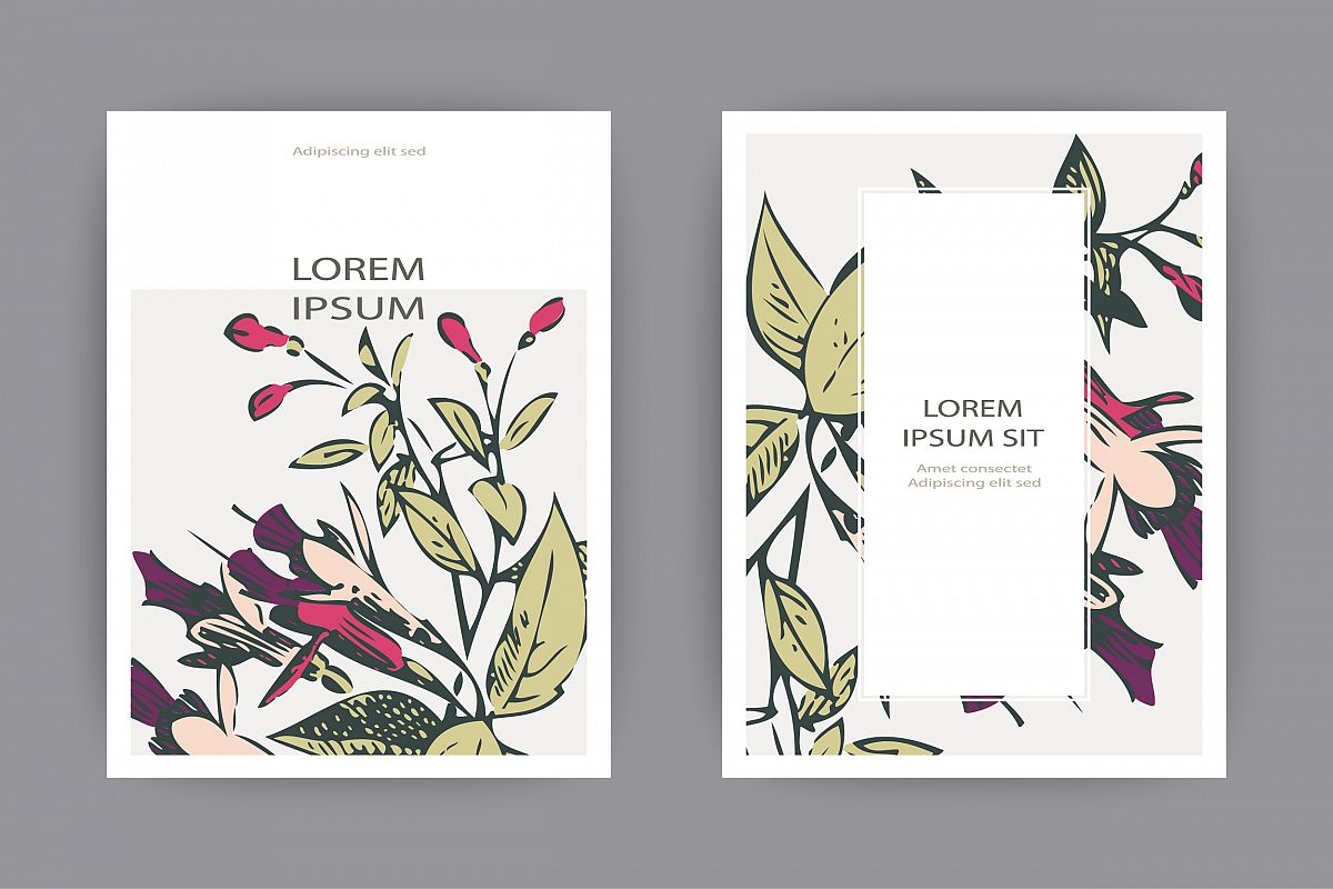 Fuchsia flowers wedding invitation card template design example image 1