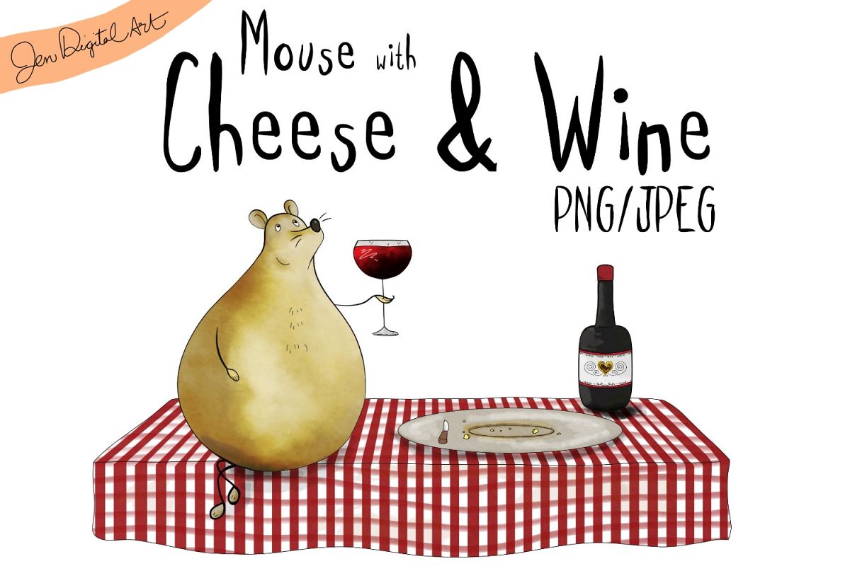Mouse with Cheese and Wine