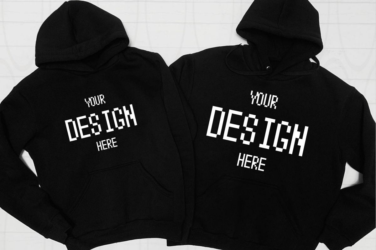 Blank Two black Hoodies mockup Fashion Styled example image 1