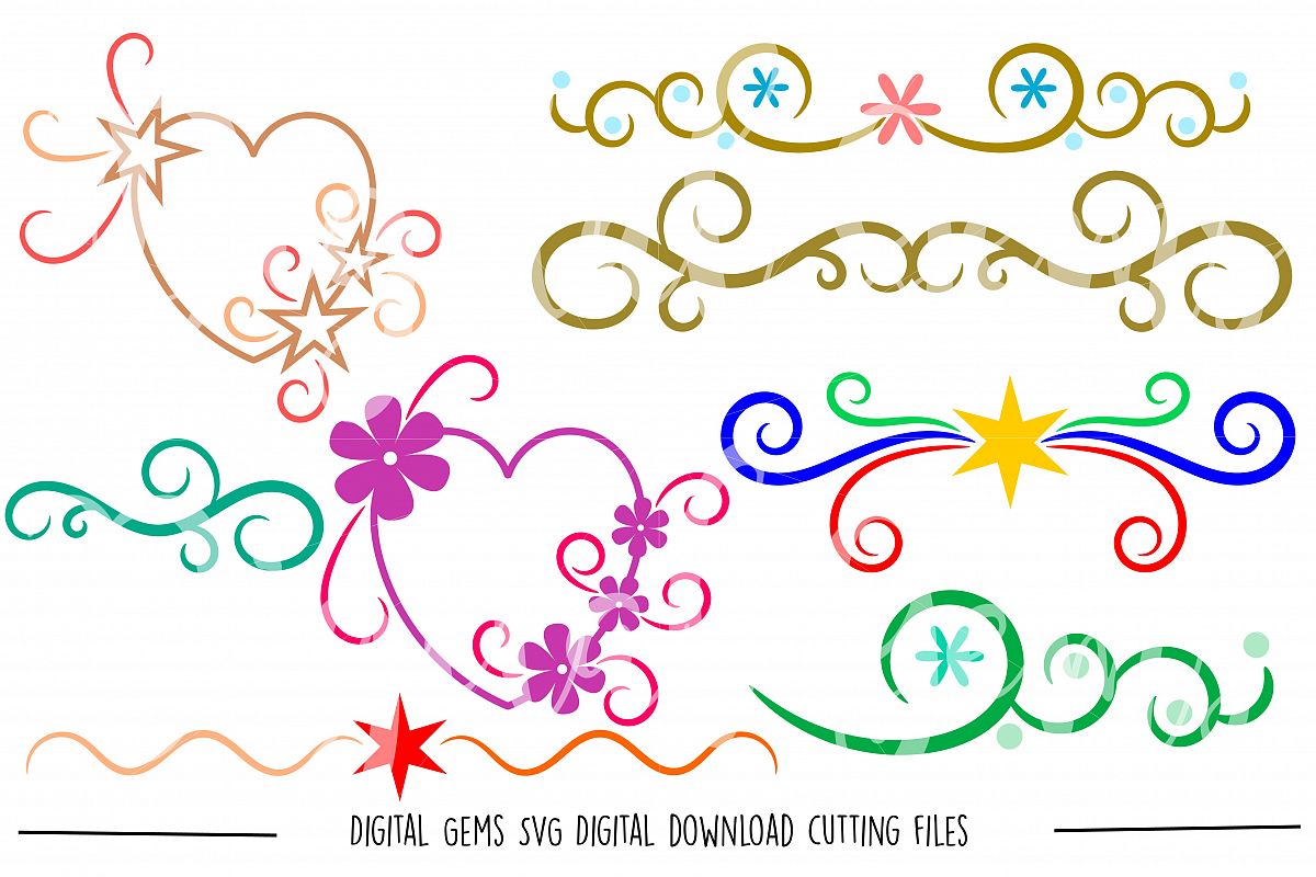 Hearts And Flourishes Svg Dxf Eps Png Files