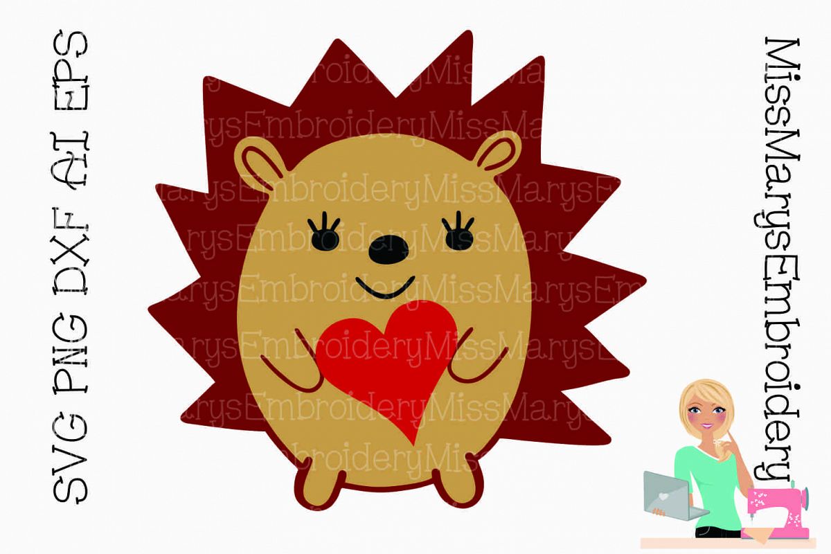 Heart Hedgehog SVG Cutting File PNG DXF AI EPS example image 1