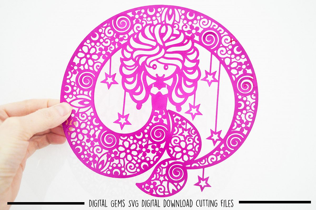 Mermaid paper cut SVG/ DXF / EPS files example image 1
