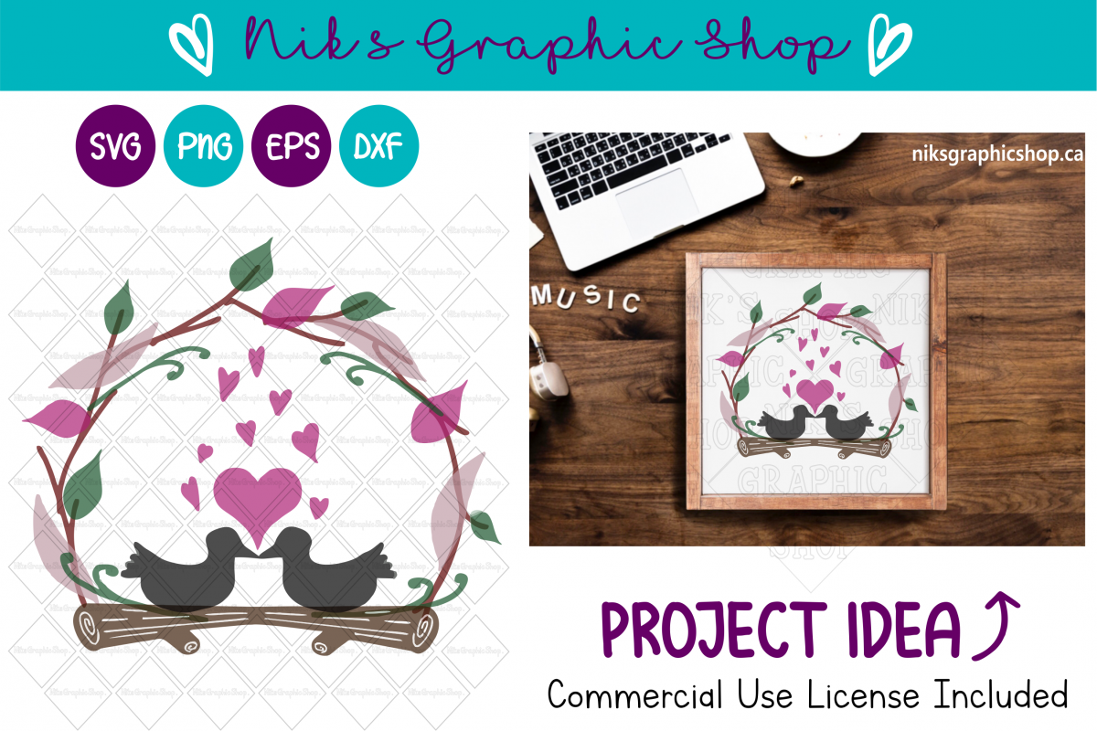 Love Birds SVG, Love birds, Valentines SVG, Wedding SVG example image 1