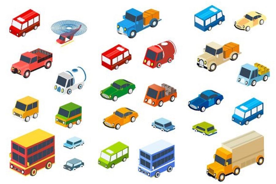 The isometric flat style cars example image 1