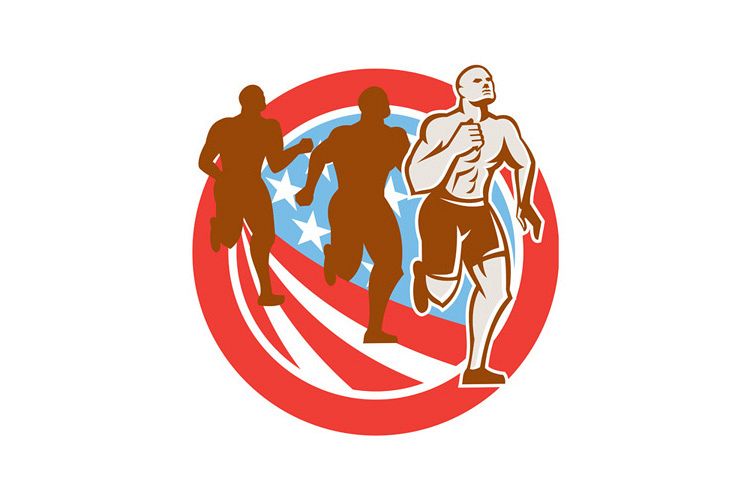 American Crossfit Runners USA Flag Circle Retro example image 1