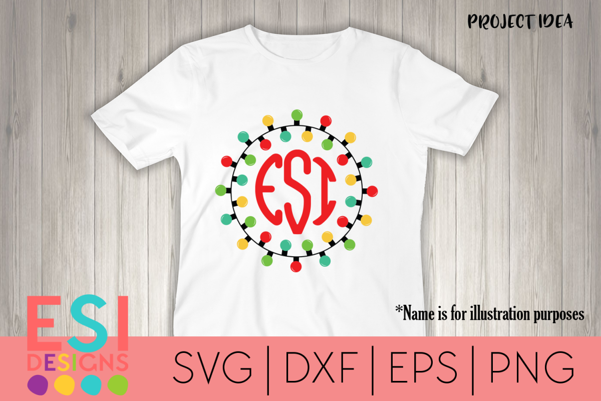 Christmas Lights Monogram Frame 2| SVG for Cricut Silhouette example image 1