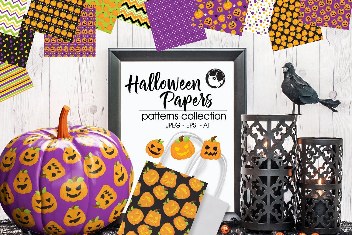 HALLOWEEN-PAPERS, digital papers example image 1