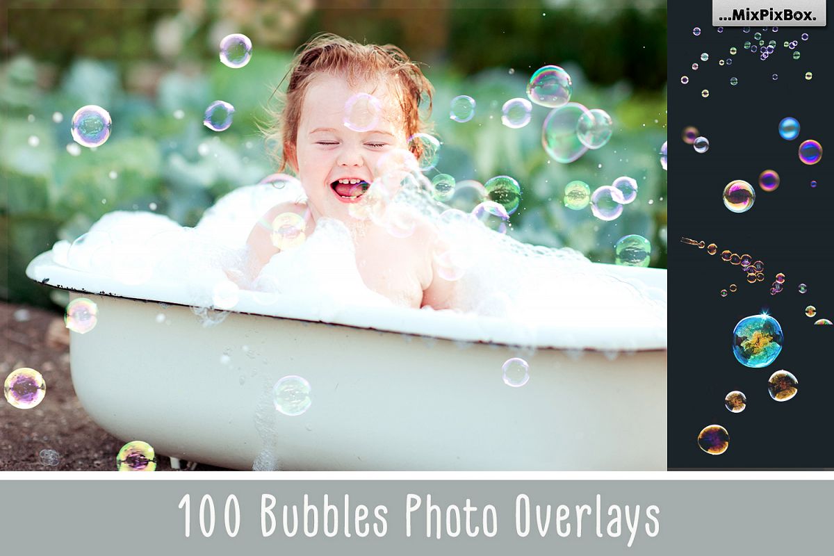 100 Bubbles Photoshop Overlays example image 1